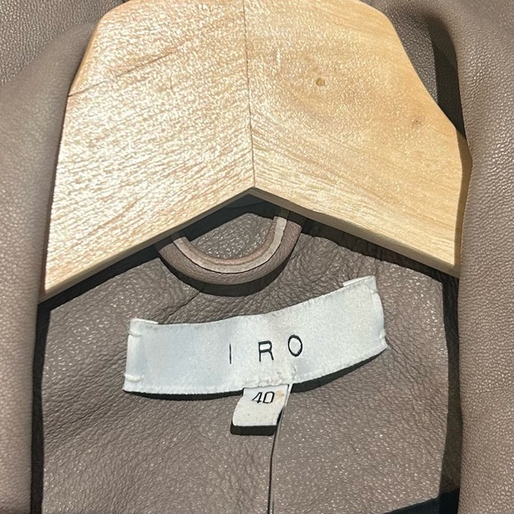 IRO Paris Han Lamb Leather Asymmetric Zip Buckle Side Wais Biker Moto Jacket - Picture 6 of 8